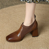 Ivy Brown Square Toe Heels newgew